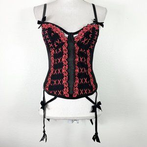 Chantal Thomass Victorias Secret Corset Bustier Size 34C Black Red Lace Velvet